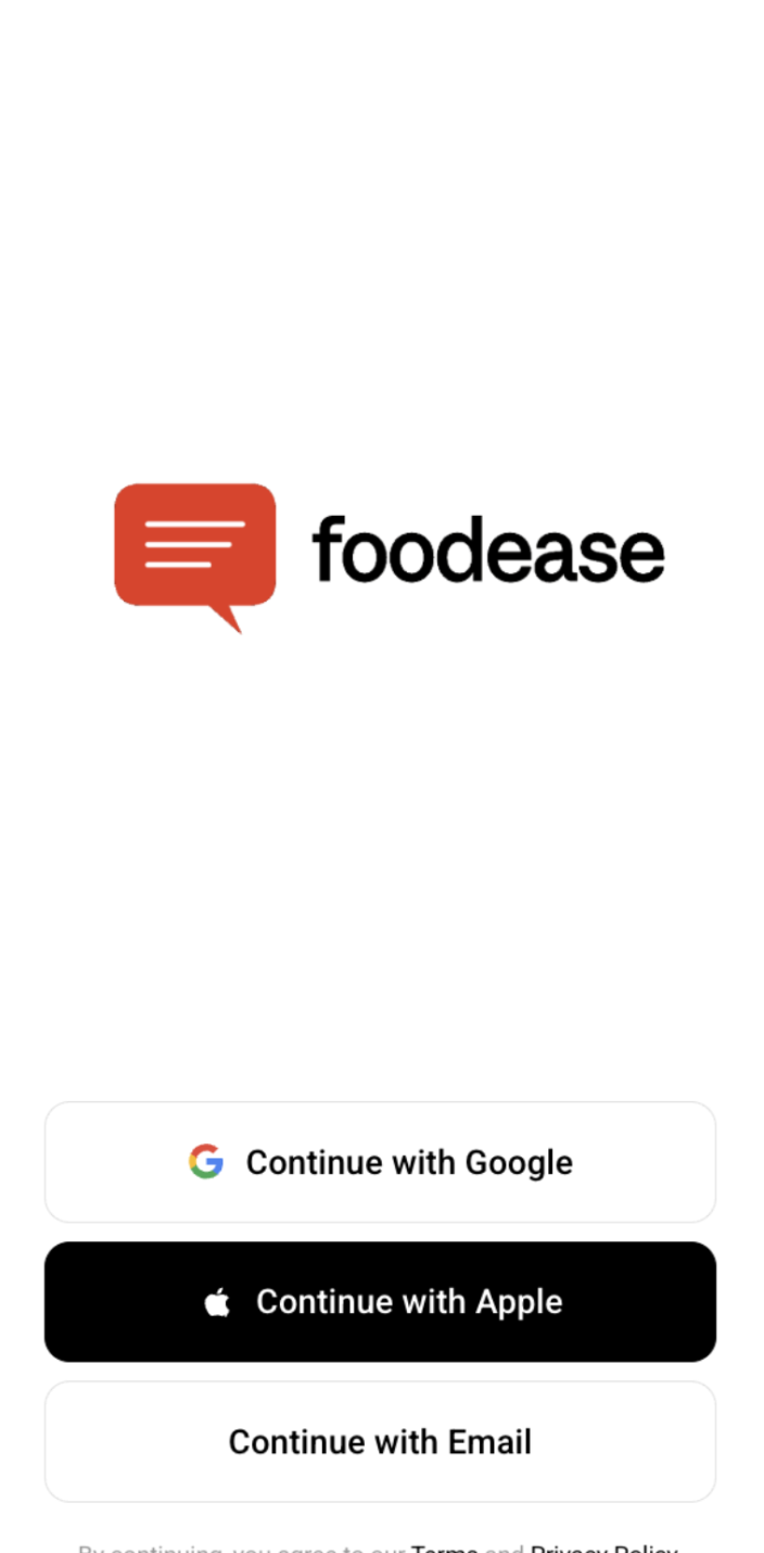 Foodease — sign-in screen